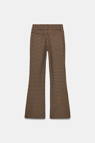 PANTALON FLARE À CARREAUX - Marron de Zara - Image 7