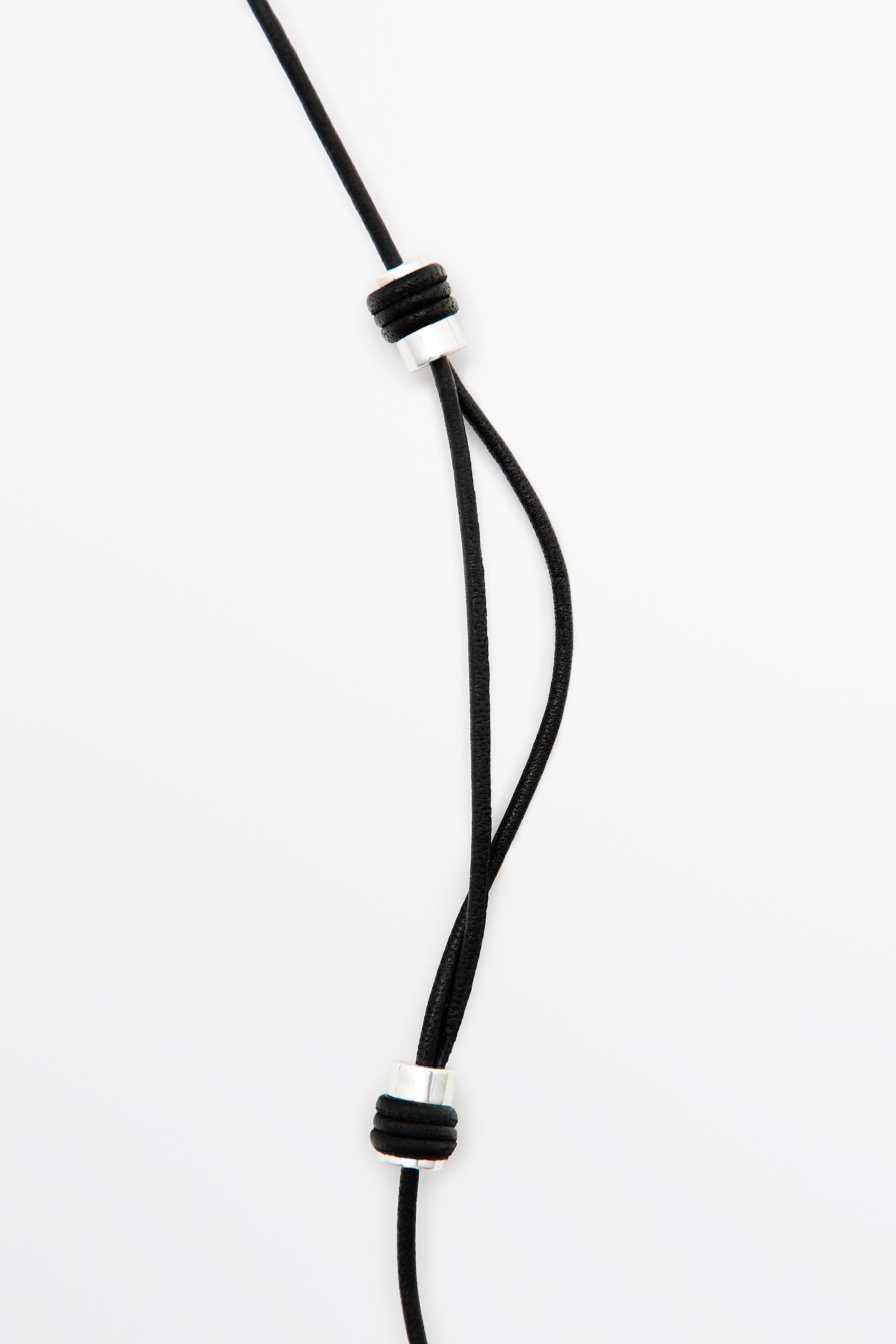 Long leather cord stone necklace