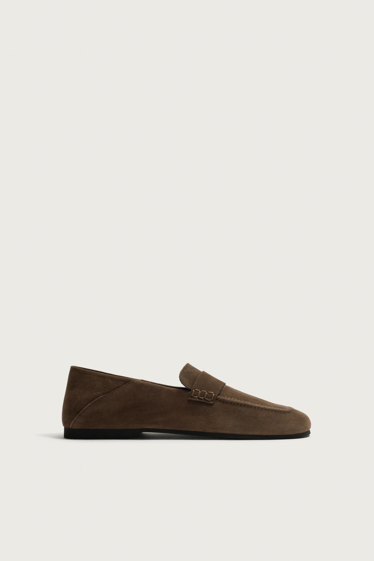 LEATHER PENNY LOAFERS — Brown