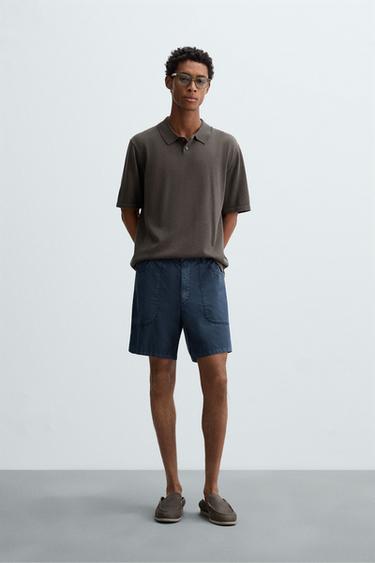 POLO PUNTO MEZCLA ALGODÓN - Negro / Marrón de Zara