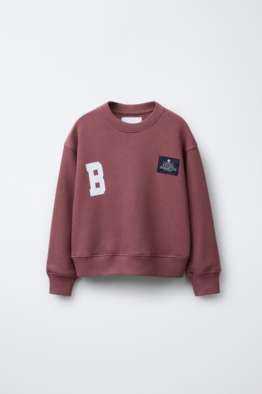 LABEL JOGGING SWEATSHIRT - Burgundy by Zara