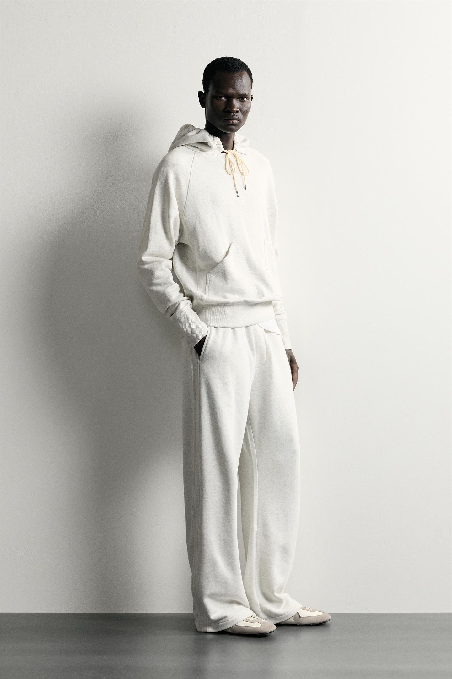 Мужское худи Zara Relaxed Fit, цвет: Светлый серый — фото 4