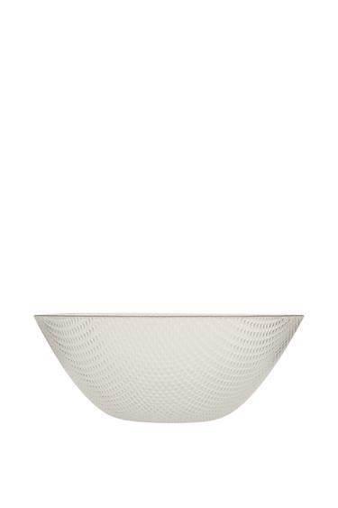 GLASS SALAD BOWL WITH RAISED DESIGN AND RIM - Золотий Zara
