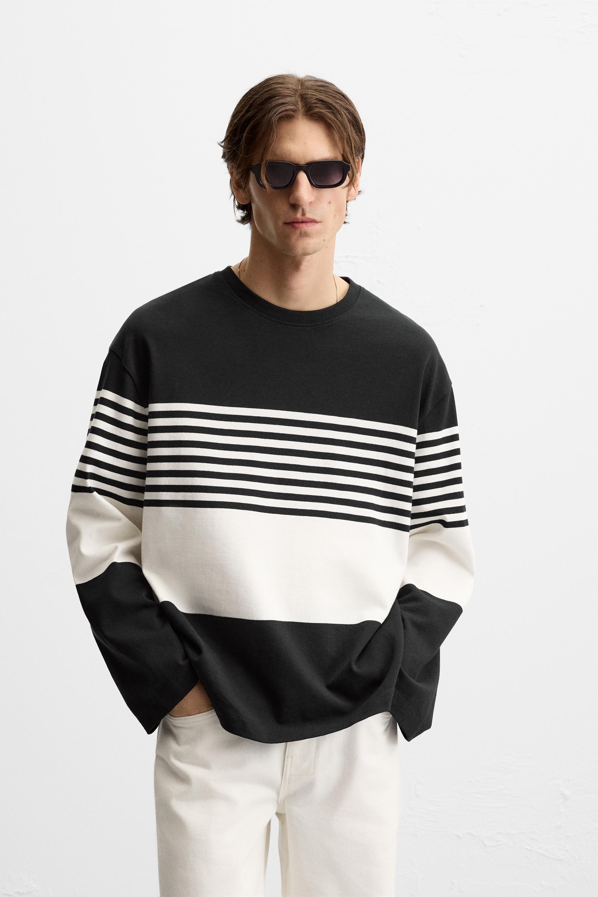 STRIPED T-SHIRT - LIMITED EDITION - White / Navy | ZARA