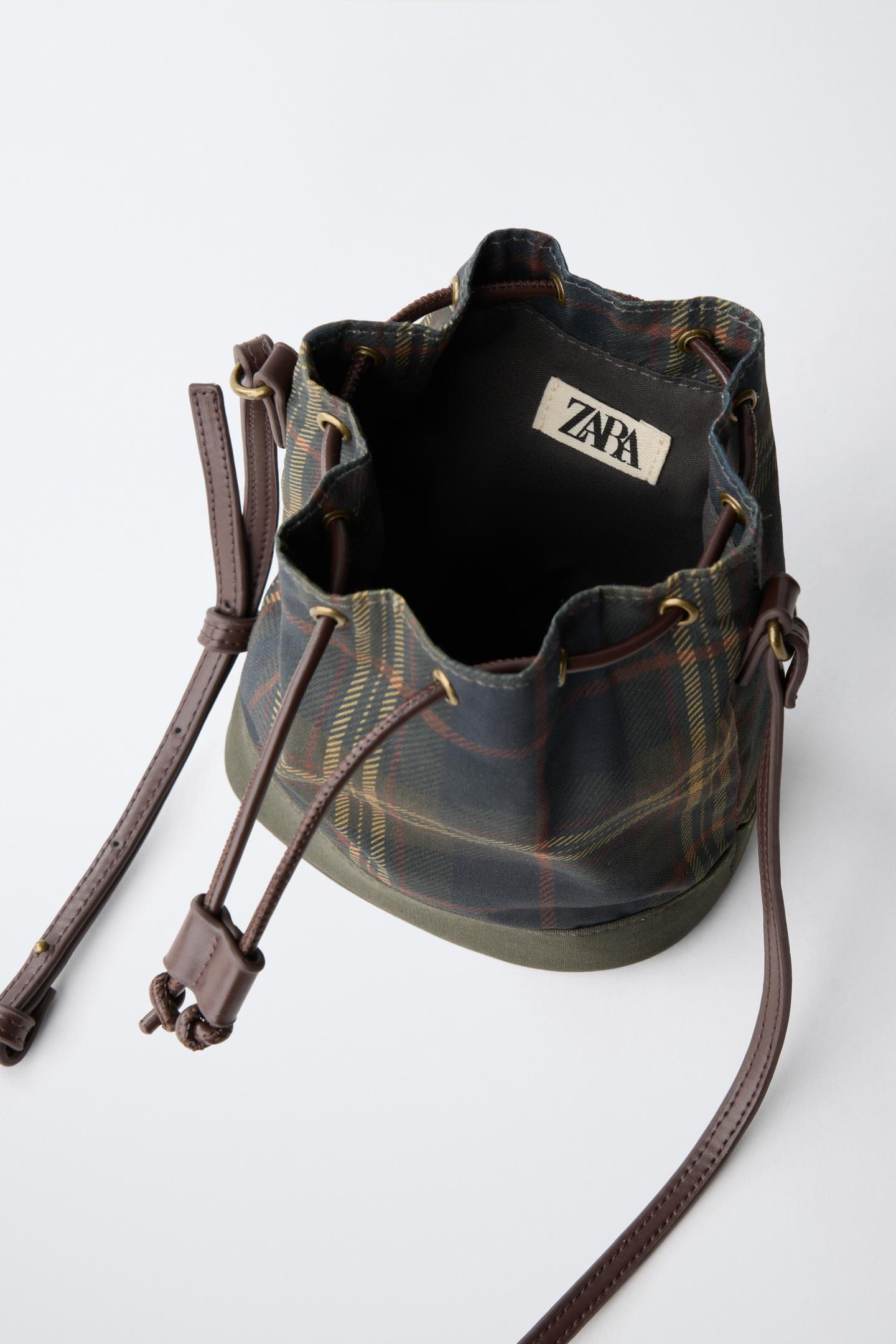 Детская сумка Zara Plaid Bucket, цвет: Зелёный — фото 4
