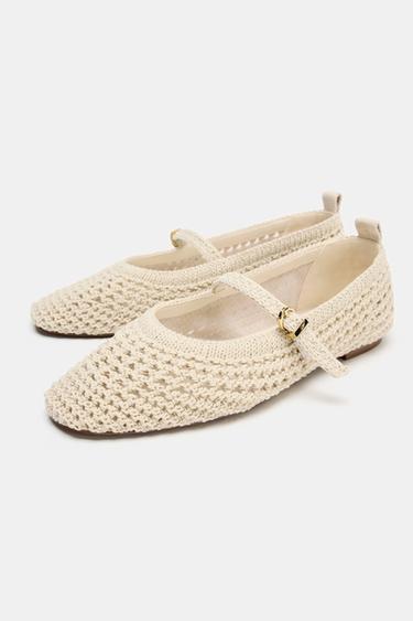 BRAIDED EFFECT FLAT BALLET FLATS - Ecru by Zara