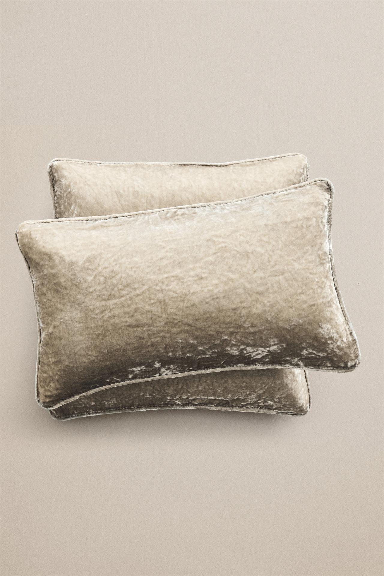 VELVET CUSHION COVER — Beige