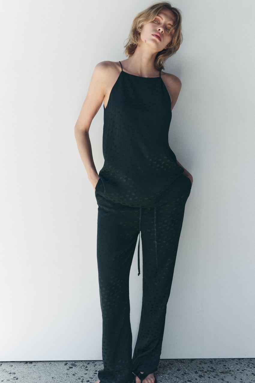 ZW COLLECTION サテン ホルターネック トップス - オイル | ZARA Japan 