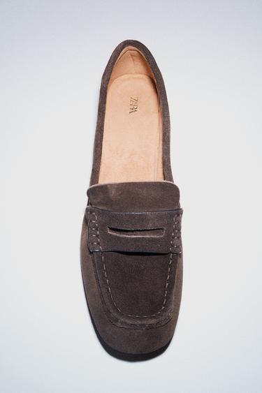 SPLIT SUEDE LOAFERS - Chocolate Brown by Zara