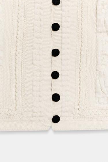 TEXTURED KNIT WAISTCOAT TOP - Ecru by Zara - Image 8