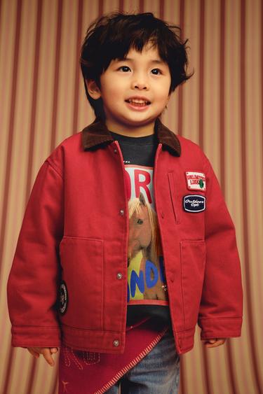 ÁO KHOÁC CỔ KHÁC MÀU PHỐI MIẾNG VẢI - Màu đỏ từ Zara