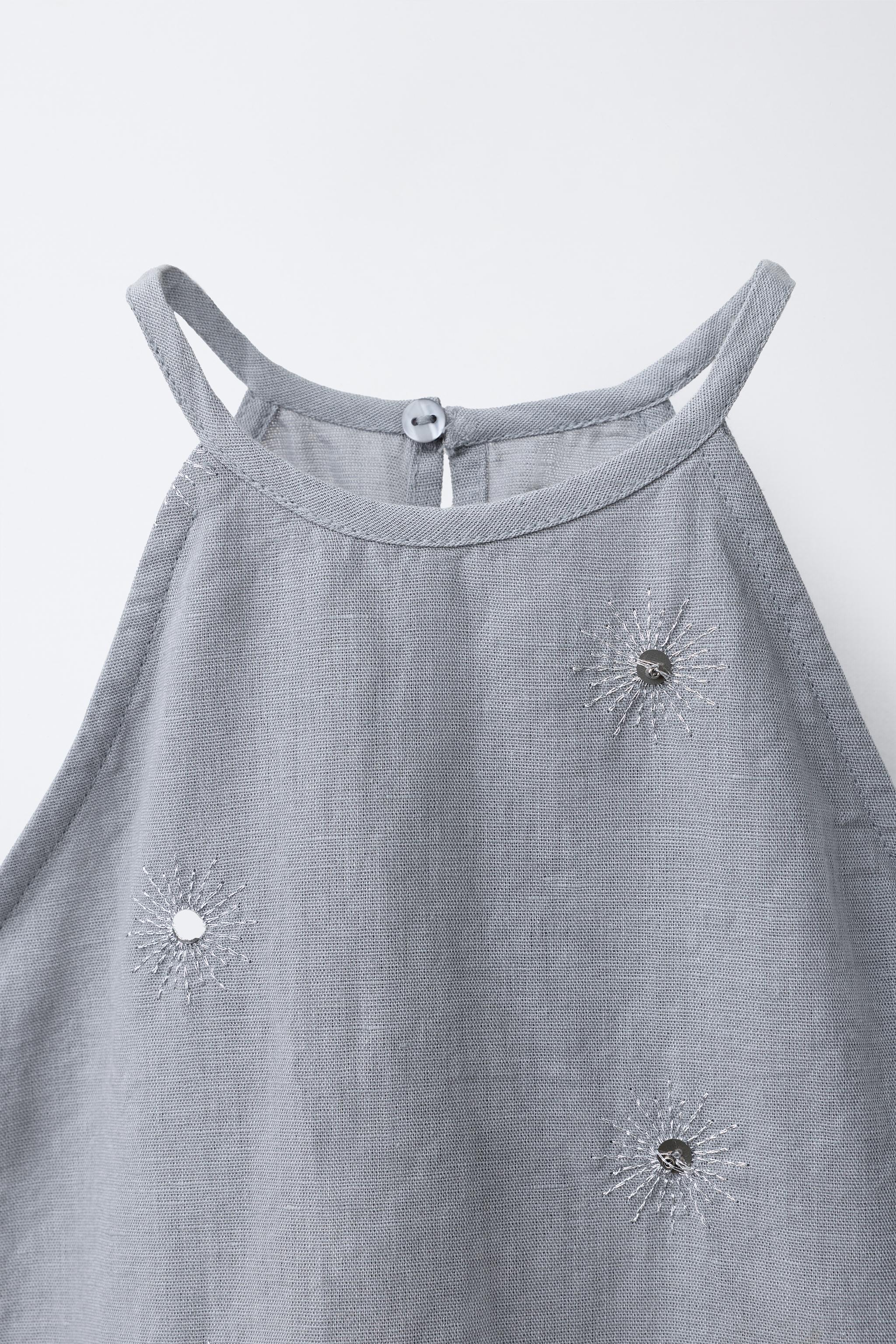TOP HALTER PAILLETTES COTON ET LIN