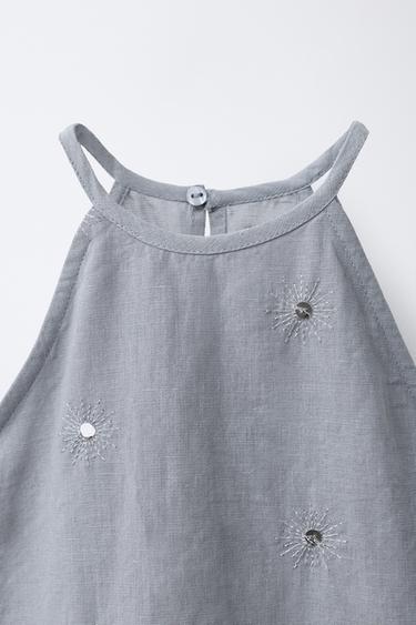 COTTON & LINEN HALTER SEQUIN TOP - Grey / Blue by Zara - Image 2