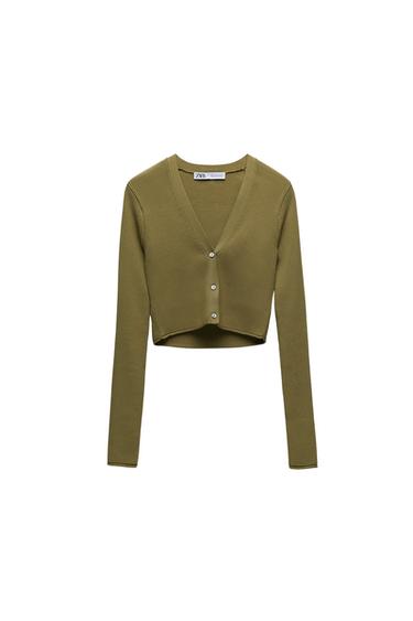 KNIT CROPPED CARDIGAN