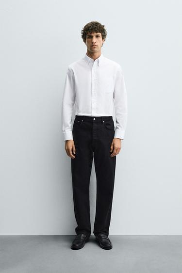 REGULAR FIT BUTTON-DOWN SHIRT - White by Zara