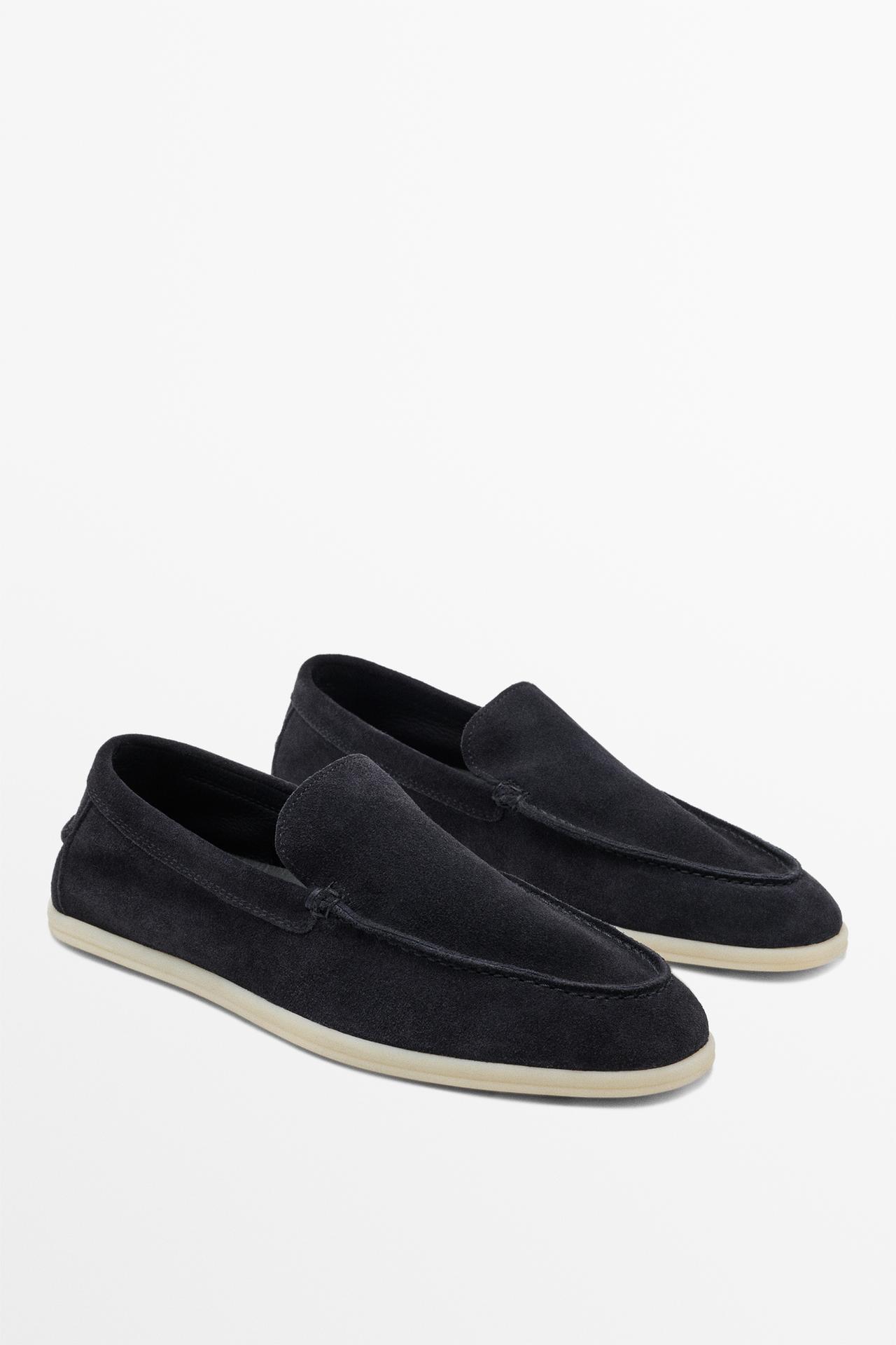Soft split leather loafers — Blue