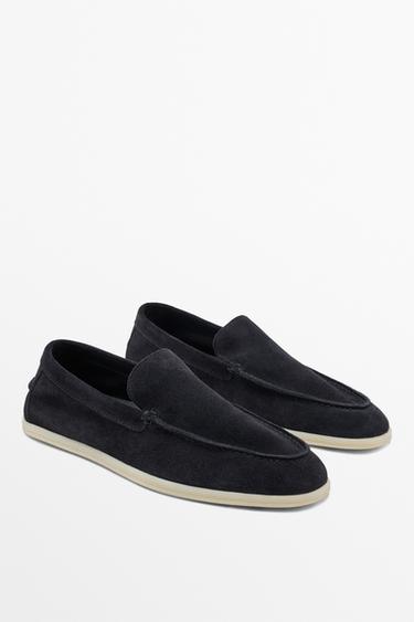 Soft split leather loafers — Blue 2