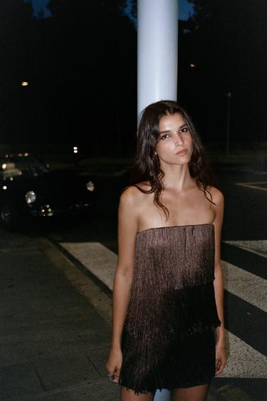 VESTIDO PALABRA DE HONOR FLECOS - rosa claro de Zara