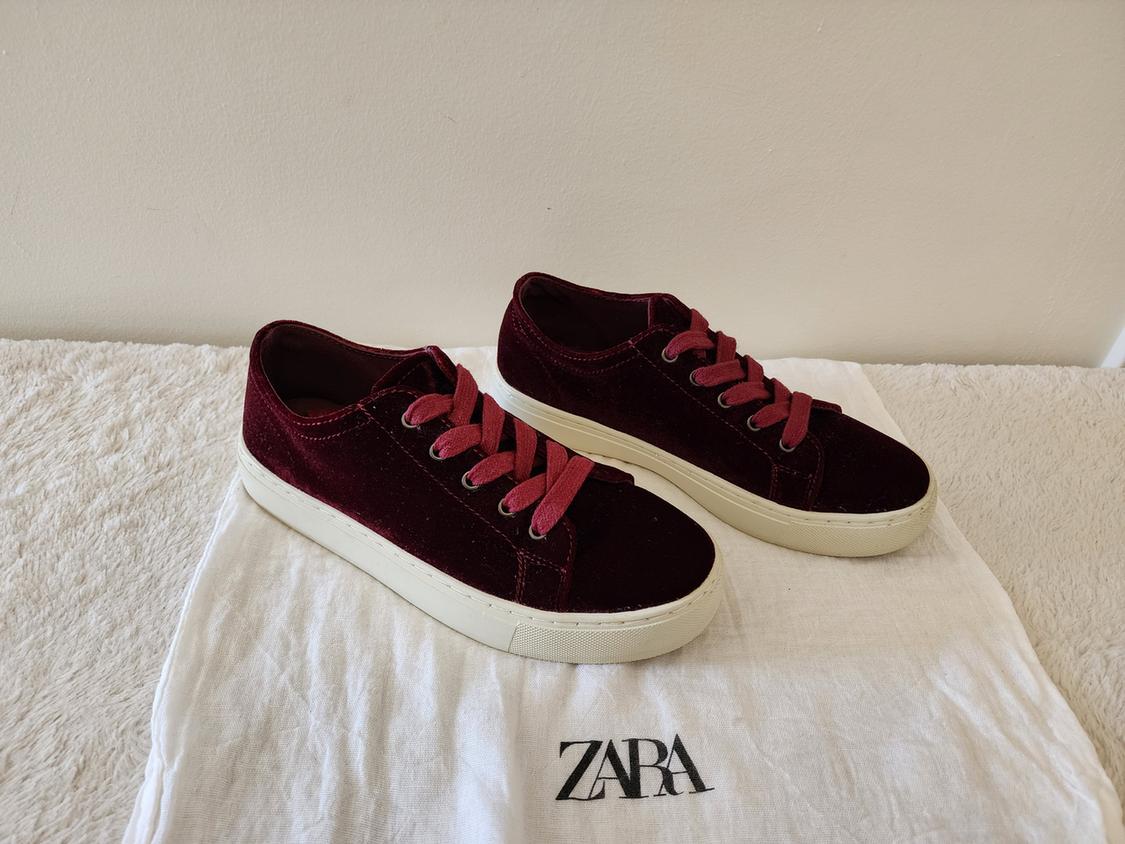 BURGUNDY RED VELVET CLASSIC LACE UP SNEAKERS - Image 3