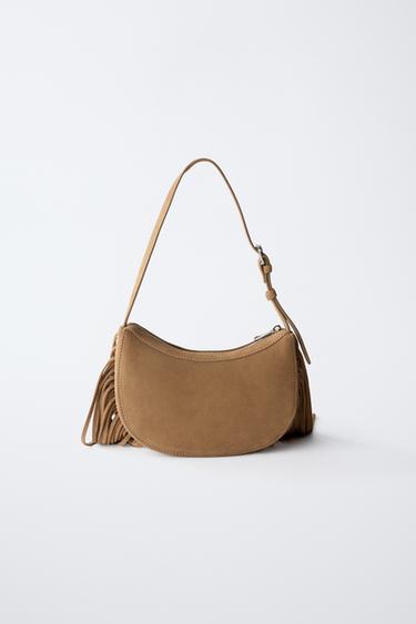 SPLIT SUEDE FRINGE SHOULDER BAG - Brown by Zara - Image 4