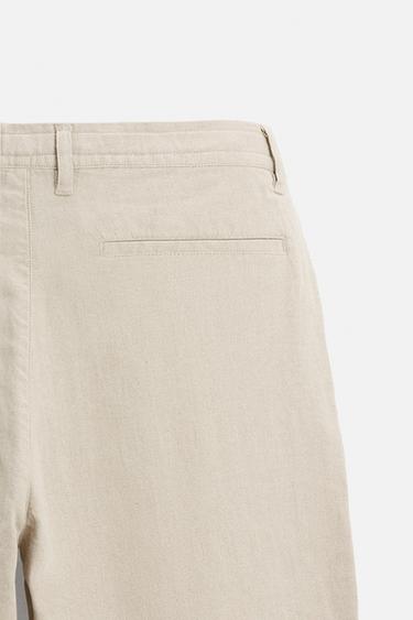 HOSE AUS BAUMWOLLE UND LEINEN - Hellbeige von Zara