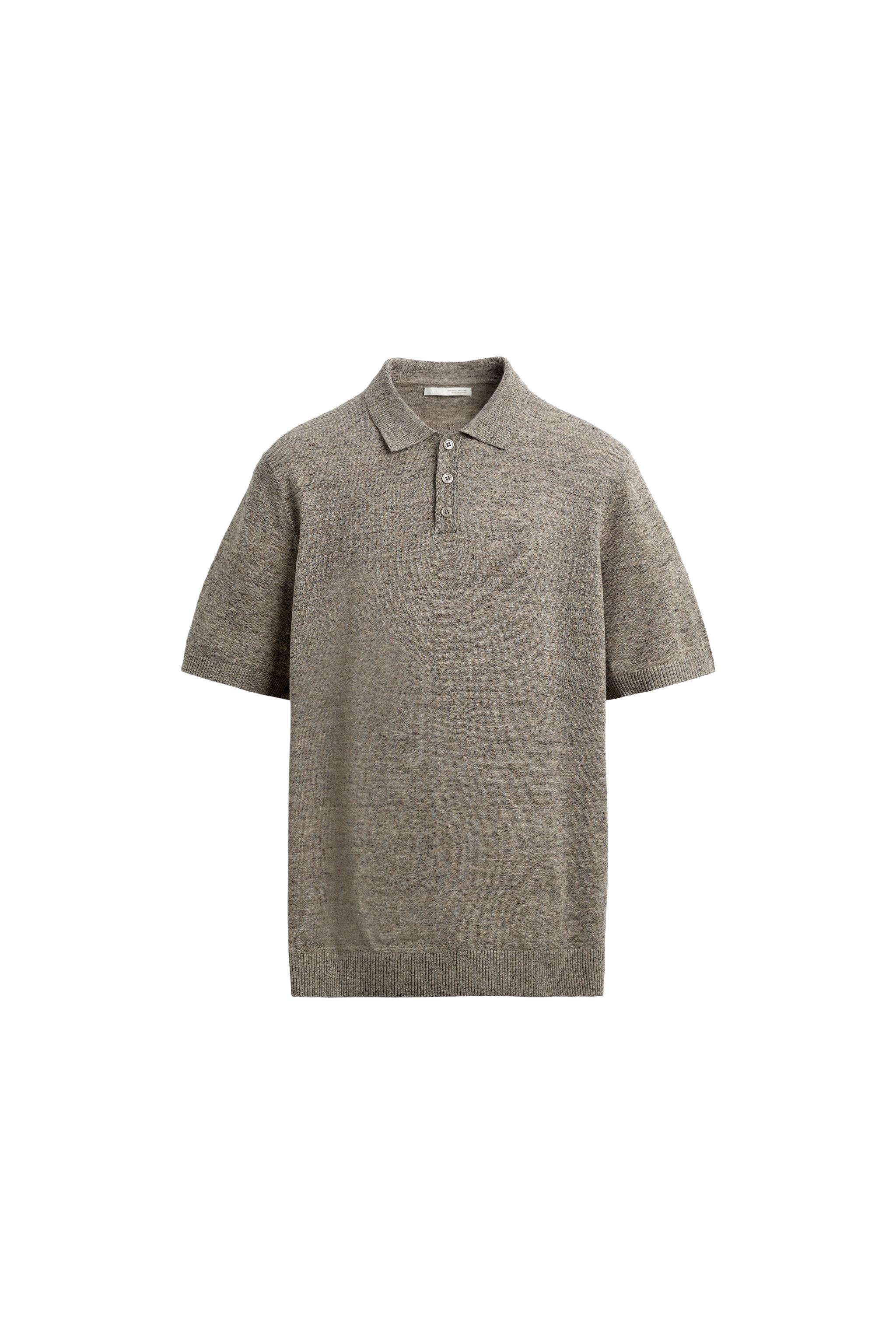 KNIT LINEN COTTON BLEND POLO SHIRT - striped | ZARA United States