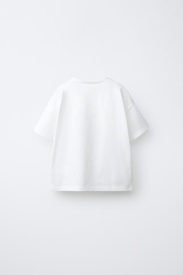 PRINTED T-SHIRT WITH LETTUCE-EDGE TRIM - White by Zara - Image 1