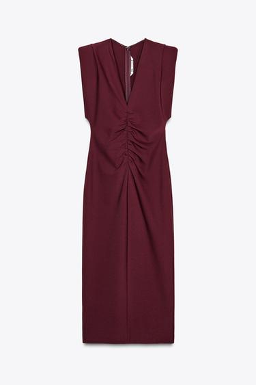GERAFFTES MIDIKLEID ZW COLLECTION - Weinrot von Zara - Bild 0