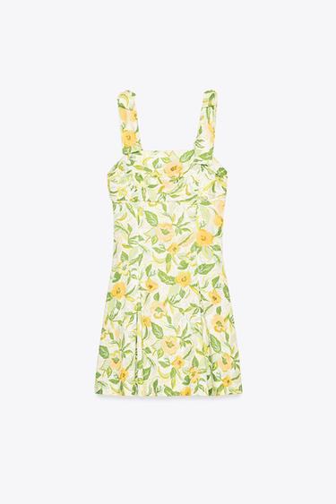ROBE COURTE AVEC LIN IMPRIMÉ - Multicolore de Zara - Image 6