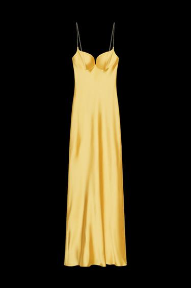 VESTIDO LARGO SATINADO - Amarillo de Zara - Imagen 0