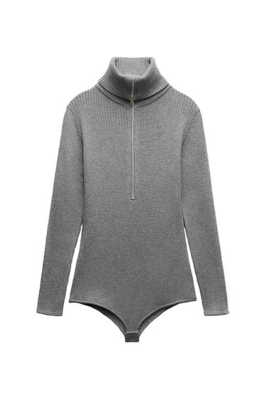 KNIT BODYSUIT WITH ZIP