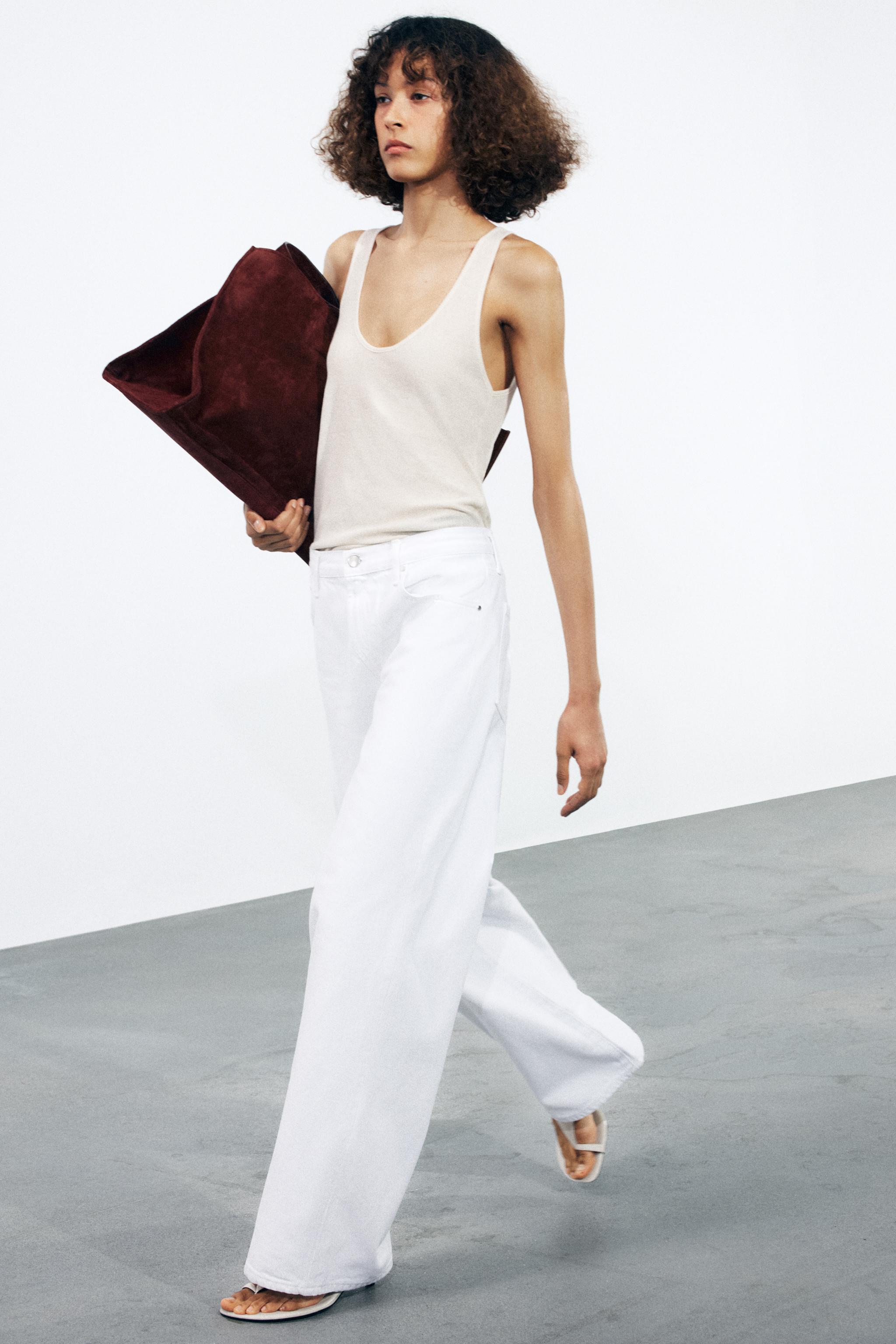 ZW COLLECTION WIDE LEG LOW-RISE JEANS - White | ZARA United