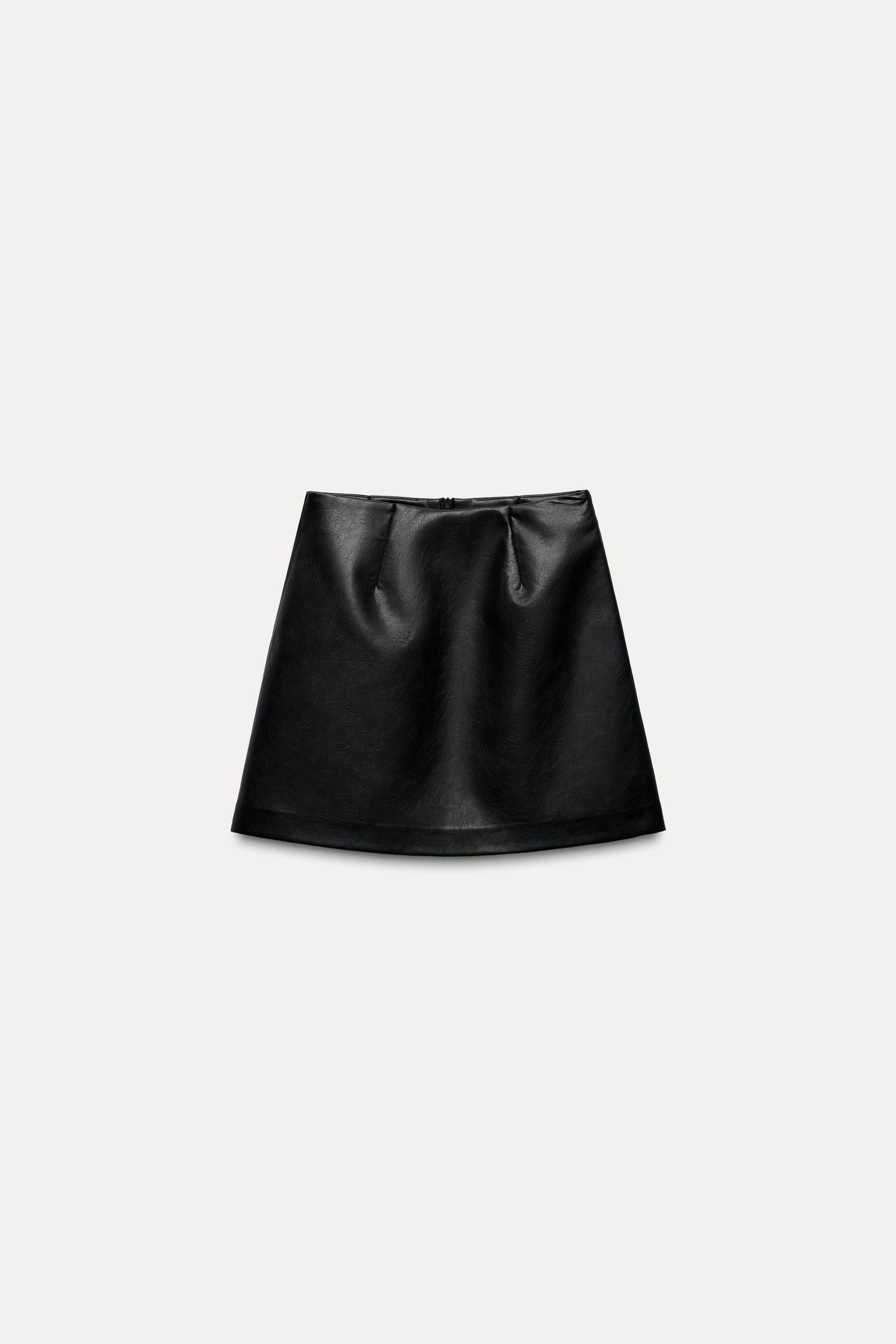 Black faux leather skirt zara best sale