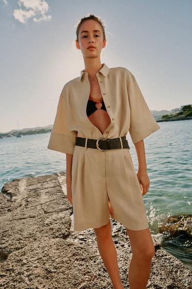 WIDE SLEEVE SHIRT AND BELTED BERMUDA SHORTS SET - 235 by Zara