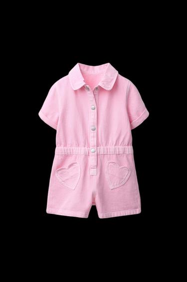 Zara HEART POCKETS TWILL JUMPSUIT - Pink - Image 0