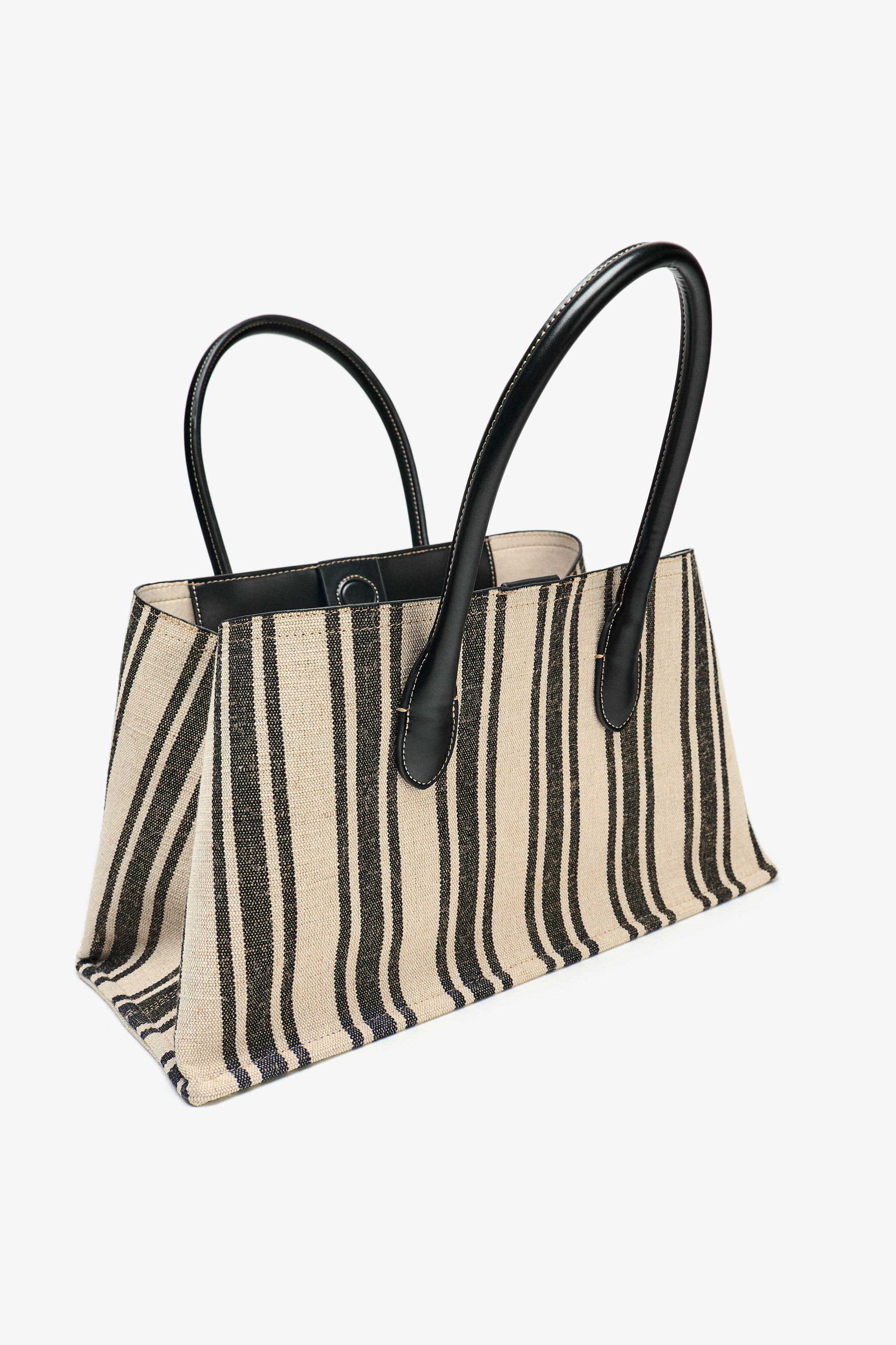 ストライプキャンバストートバッグ - ブラック | ZARA Japan / 日本