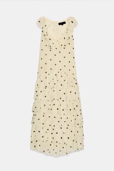 VESTIDO ASIMÉTRICO LUNARES - Crudo / Negro de Zara