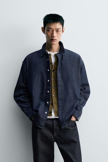 ÁO SƠ MI DENIM DÁNG RELAXED FIT - Xanh dương từ Zara