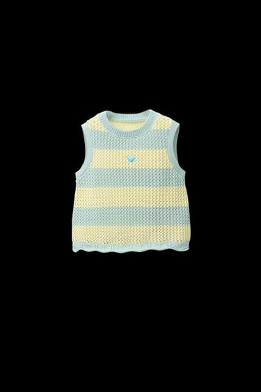 Zara EMBROIDERED KNIT TOP - Sea green - Image 0