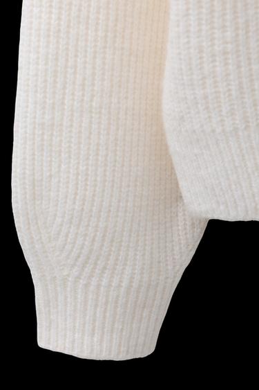 Zara PURL KNIT SWEATER - Ecru