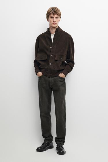 Contrast suede jacket — Brick 1
