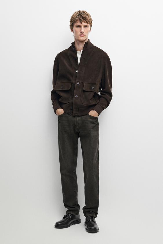 Zara Contrast suede jacket - Brick - Image 0