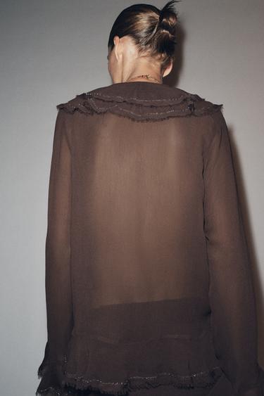 BLOUSE À VOLANTS ET FANTAISIE ZW COLLECTION - Marron de Zara - Image 2