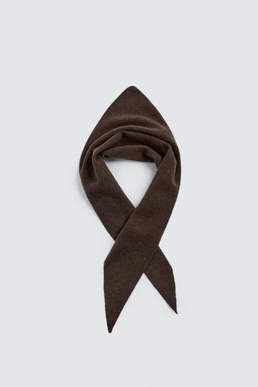 100% WOOL KNITTED BANDANA - Chocolate by Zara