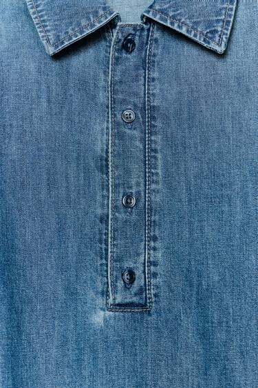 SHIRT-STYLE BODYSUIT WITH SHOULDER PADS - Blue by Zara - Image 8