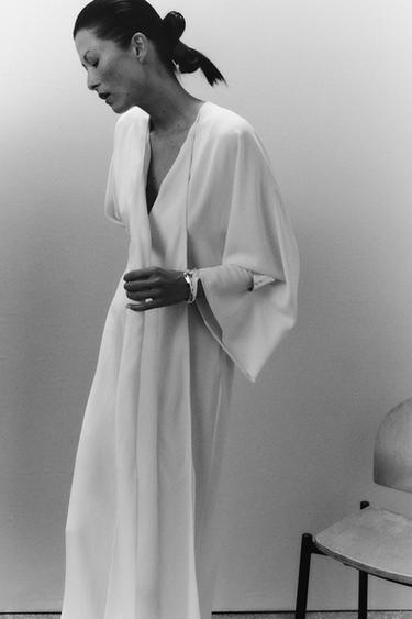 ZW COLLECTION MIDI DRESS WITH TIES - Ecru by Zara - Image 4