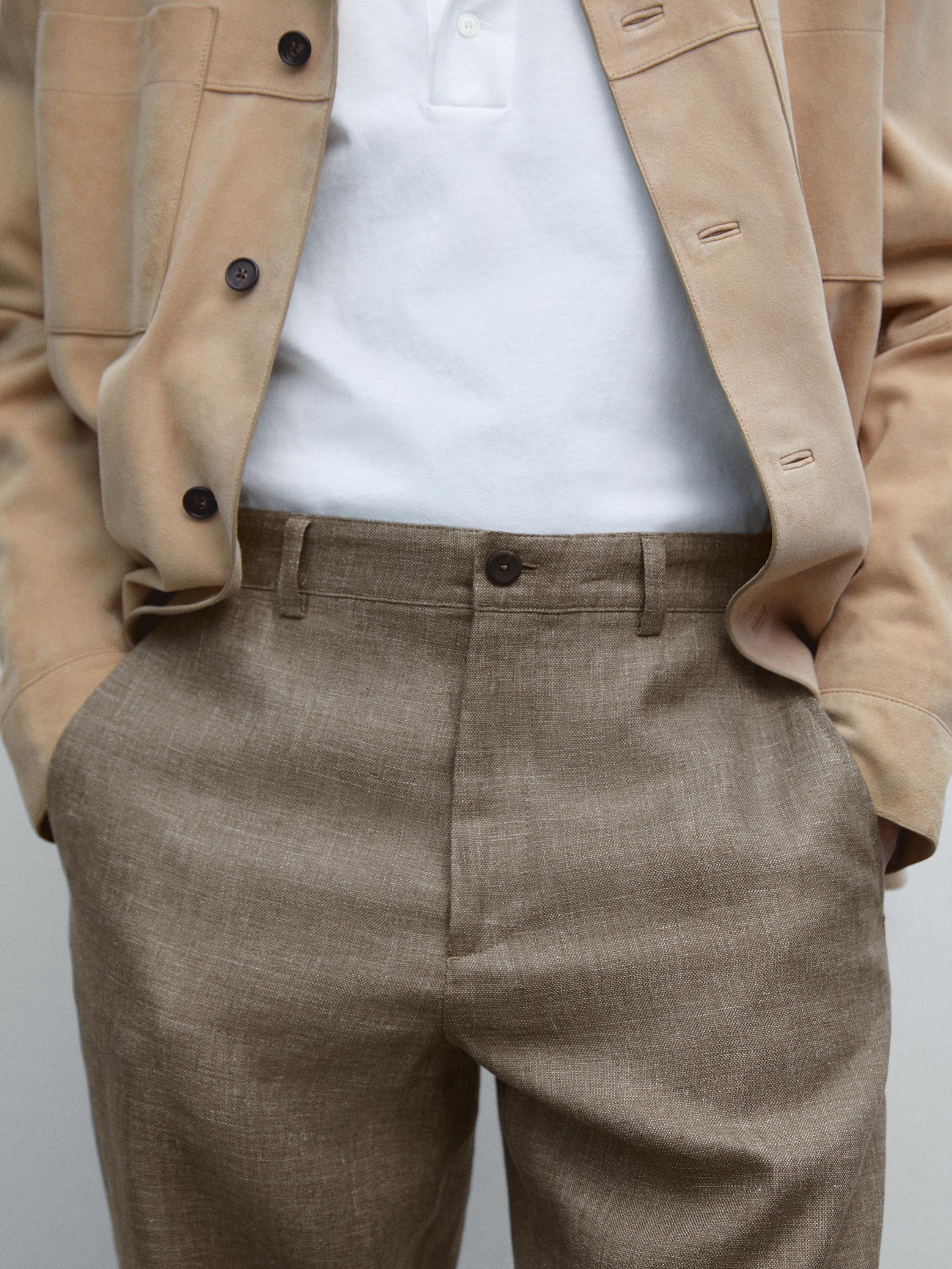 Straight-leg linen trousers