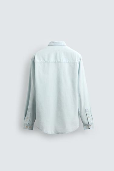 LIGHTWEIGHT COTTON DENIM SHIRT - Light blue by Zara - Image 7