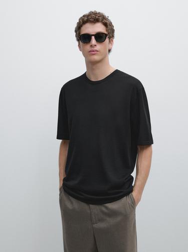 Zara Short sleeve wool blend T-shirt - Black