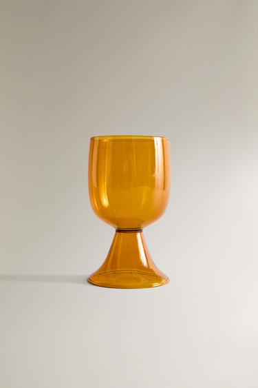 컬러 보로실리케이트 낮은 잔 X COLLAGERIE - Zara 황토색